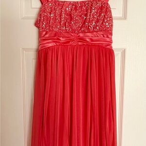 Sequin Hearts Girl Sleeveless Cocktail Dress Salmon Pink Sz. 7